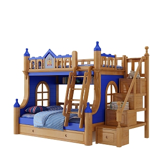 Jane European Bed and Bed Solid Wood Children Bed and Bed 3d model