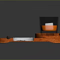 Wooden Tray Featuring Ashtray Cigar And Glass With Ice Cube