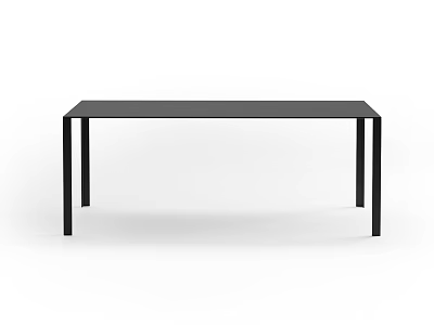 Modern Black Dining Table with Sleek Rectangular Top and Four Straight Legs Minimalist Design 3d model