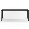 Modern Black Dining Table with Sleek Rectangular Top and Four Straight Legs Minimalist Design 3d model
