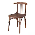 Classic Wooden Single Chair With Vertical Slat Back And Curved Legs