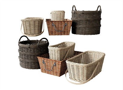 Modern Storage Basket Ornaments Combination Basket Flower Basket Dirty Clothes Basket Bamboo Basket Bamboo Basket Bamboo Basket 3d model