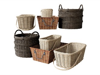 Modern Storage Basket Ornaments Combination Basket Flower Basket Dirty Clothes Basket Bamboo Basket Bamboo Basket Bamboo Basket 3d model