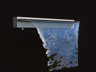 Modern Garden Water Feature With Flowing Glass Like Water And Reflections 3d model