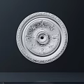 White Round Decorative Ceiling Medallion with Ornate Carved Patterns and Central Hole 3d model