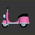 Pink Children's Toy Scooter With Black Seat Blue Headlight And Handlebar