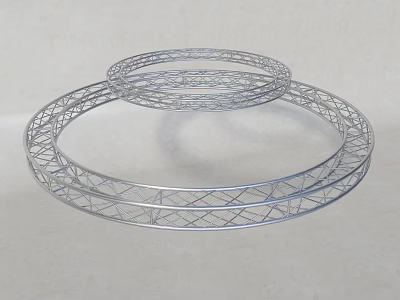 Decorative Double Metal Ring Architectural Components With Geometric Frame Structure 3d model