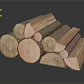Stacked Natural Wood And Stone Materials With Various Cut Shapes And Textures