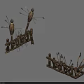 Rustic Wooden Garden Ornaments With Arrow Target Stands And Decorative Arrows