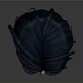 3D Character Female Head Model With Short Black Hair Blue Eyes And Pink Lips