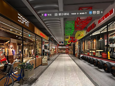 Modern Shopping Mall Retail Interior With Storefront Windows Walkway And Ceiling Decor 3d model