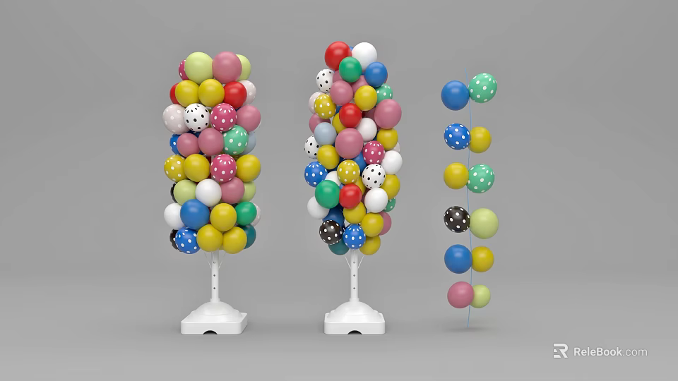 Colorful Inflatable Column Decorations With Polka Dot Balloons And White Base 3d model 
