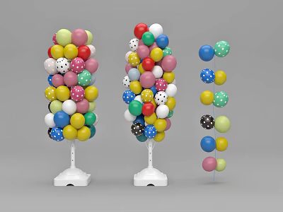 Colorful Inflatable Column Decorations With Polka Dot Balloons And White Base 3d model