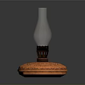Vintage Oil Lamp Featuring Transparent Glass Shade And Copper Base With Intricate Patterns