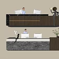 Modern Company Reception Area Bar Reception Desk 3d model