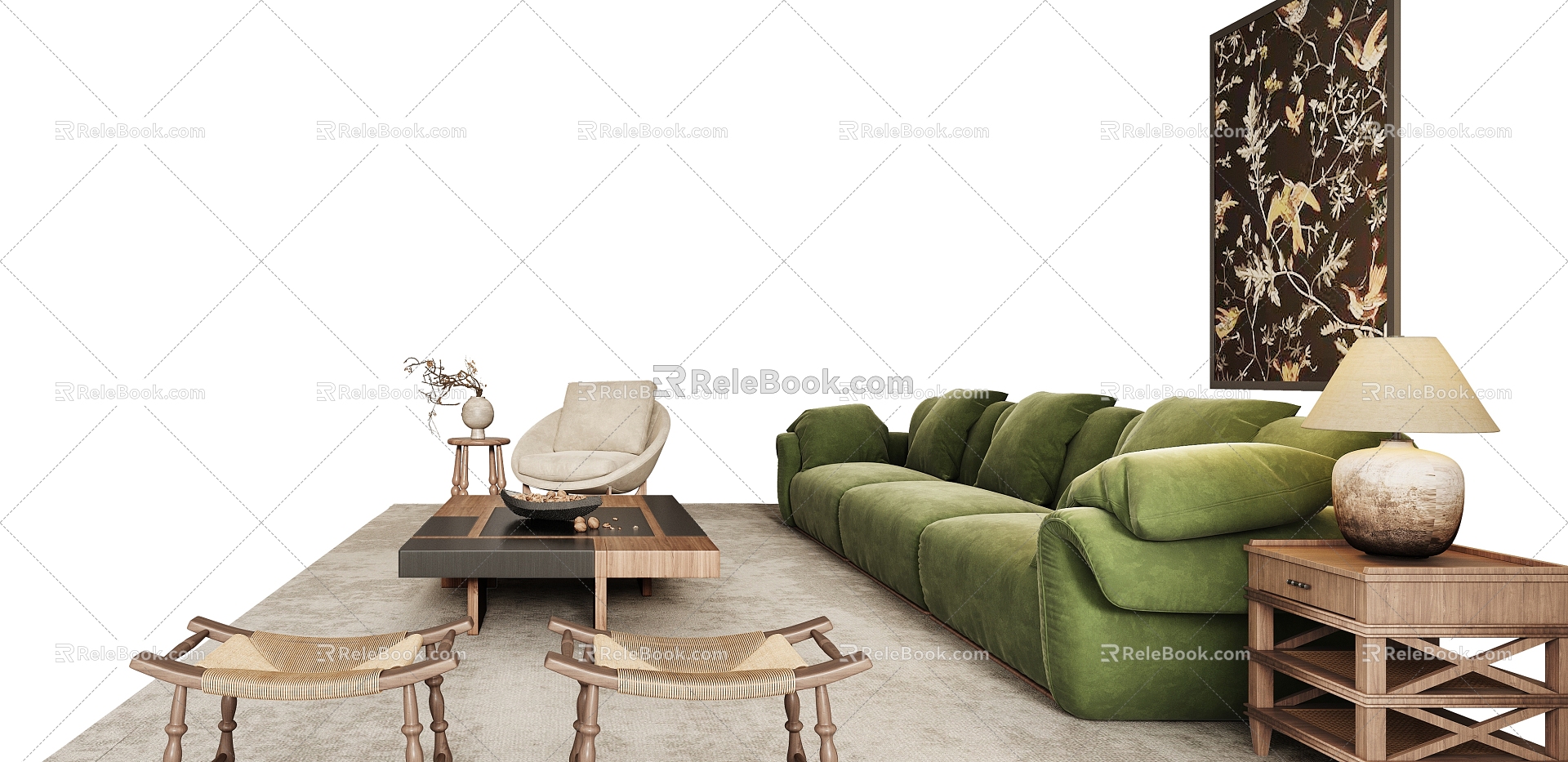 Quiet Antique Sofa Combination 3d model