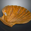 Rustic Bronze Shell Shaped Sculpture Carving with Textured Surface and Base Mounting Holes