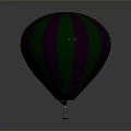 Vibrant Purple And Green Striped Hot Air Balloon With Hanging Basket