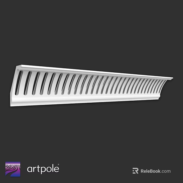 Modern White Long Strip Architectural Component With Uniform Perforated Holes 3d model 