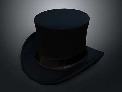Black Top Hat For Men Women Classic Design With Smooth Surface And Band 3d model