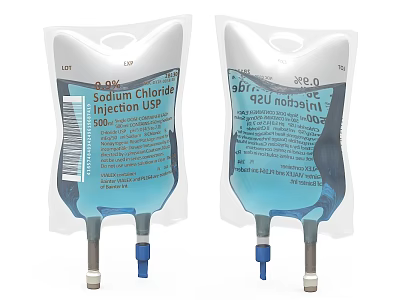 Medical Device Sodium Chloride Injection USP 300ml IV Fluid Bags 3d model