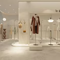 Minimalist Clothing Store Interior With Hanging Clothes Display Racks And Bright Lighting 3d model