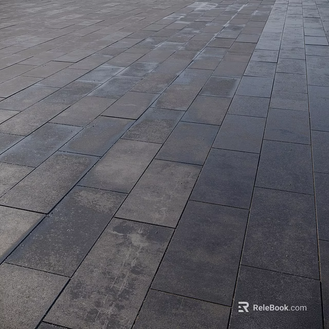 Gray Square Tile Components For Paved Floor With Neat Arrangement And Wet Surface 3d model