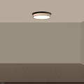 Round Flush Mount Ceiling Light With White Lampshade And Dark Frame Modern Design 3d model