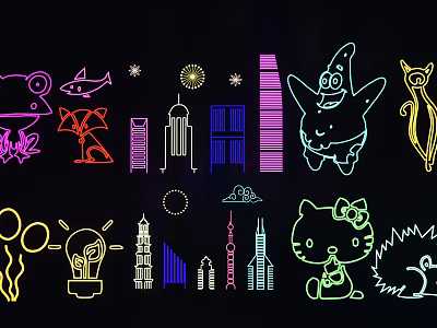 Modern decorative lights neon wall lighting bar lights atmosphere lights catering neon lights 3d model