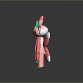 Cute Pink And Green 3D Modeled Character With Petal Like Wings