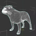 Realistic 3D Rendering of Black and White Bulldog in Standing Pose