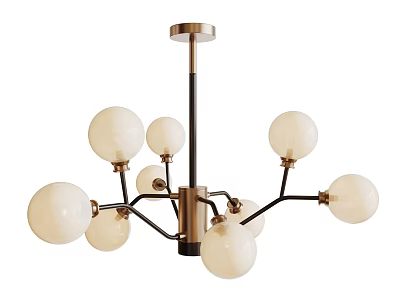 Modern Chandelier with Multiple White Spherical Bulbs and Metal Frame for Home Interior 3d model