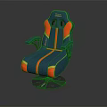 Modern Ergonomic Blue Gaming Chair With Red Yellow Accents Swivel Base Furniture Design