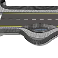Curved Bridge Design With Two Lane Road And Pedestrian Pavement