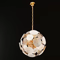 Elegant Modern Spherical Pendant Light With Gold Chain And White Decorative Discs