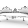 Ornate Vintage Sofa With Black Frame Red Floral Fabric And Carved Details