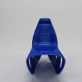 Blue Modern Single Chair with Sleek Curved Design and Smooth Shiny Surface