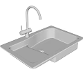 Modern Stainless Steel Square Sink With Single Faucet And Smooth Surface