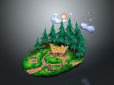 Cartoon Landscape Animation Landscape Rural Landscape Painting Outdoor Landscape Rural Landscape 3d model