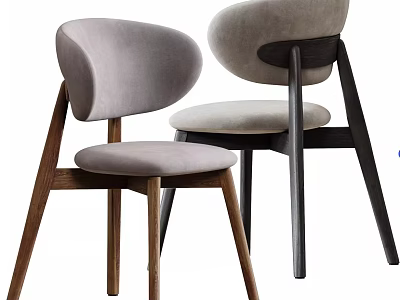 Modern Stylish Dining Chairs With Light Gray Upholstered Seats And Wooden Legs 3d model