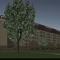 Modern Residential Building Complex With Lush Gardens Pathways And Green Lawns