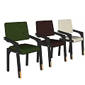 Green Velvet Single Chair With Modern Black Wooden Frame And Legs