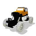 Yellow Toy Off Road Car With Large Tires Black Front And Roof Design