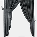 Dark Gray Curtains With Textured Fabric And Elegant Tiebacks For Modern Room