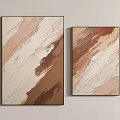 Two Abstract Paintings With Brown Beige Tones And Brushstroke Texture For Modern Home Decor