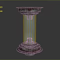 Tall Cosmic Space Structure With Circular Base Transparent Section And Top Platform Module