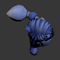 Anthropomorphic Blue Fox Character With Blue Fur Tail And Tight Outfit Standing Pose