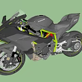 Modern Gray Motorcycle with Green Accents and Sleek Sporty Design