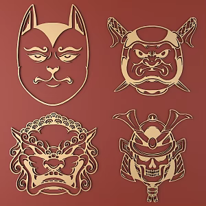 Japanese Metal Carving Japanese Patterns and Wind Patterns Traditional Carving 3d model