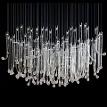Modern Transparent Glass Chandelier with Long Slender Tubes and Small Bulbs for Contemporary Interior Decoration